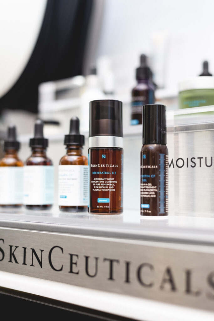 Skinceuticals products on display in Dr. Chadwell's office