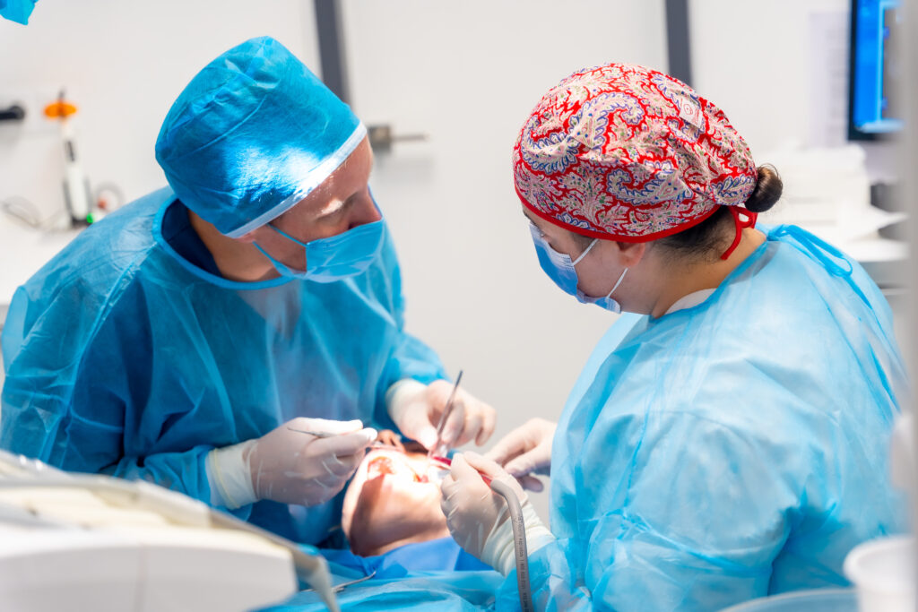 Moment of conversation between two women doctors in an oral 